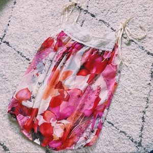 Rampage Sheer Floral Top Floral Summer Shirt Tie Straps Size Medium